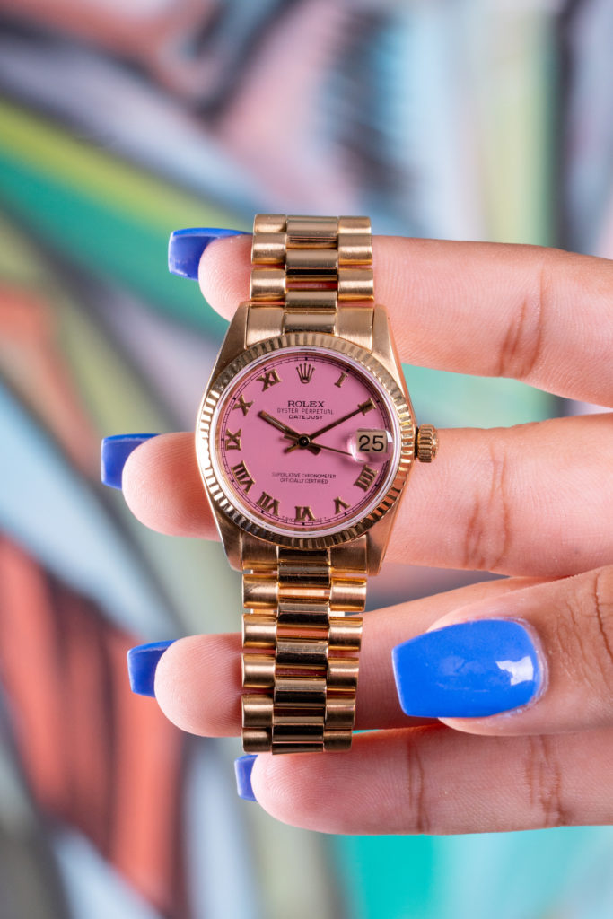 close view of a Rolex Datejust watch 