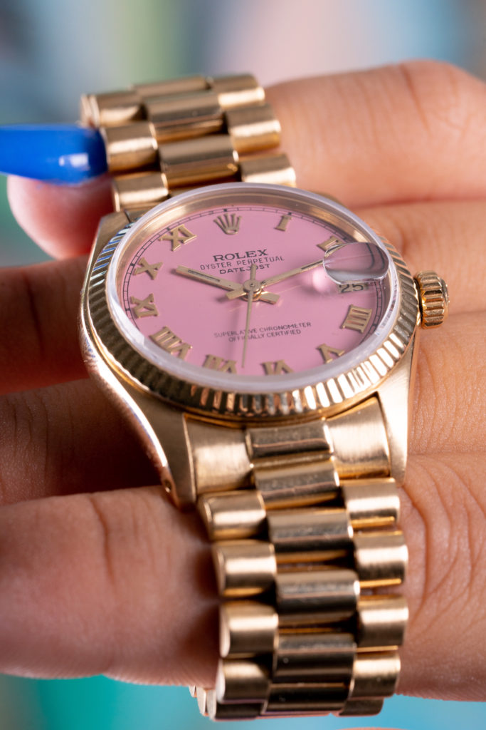 the pink dial Rolex Datejust watch 