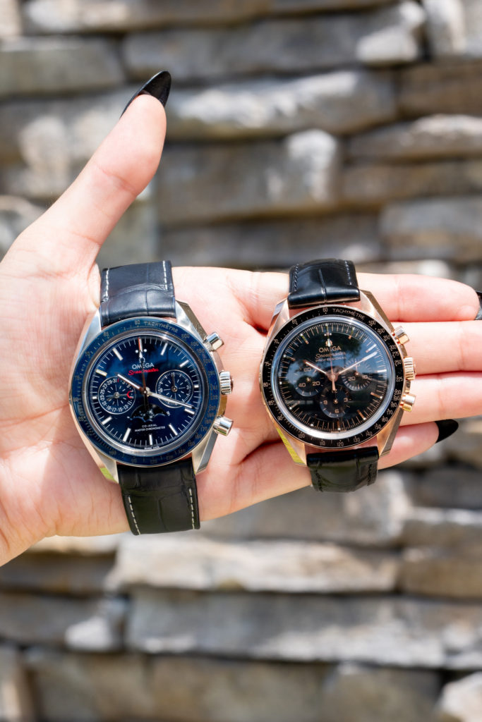the dials of the omega professional and the Omega moonphase