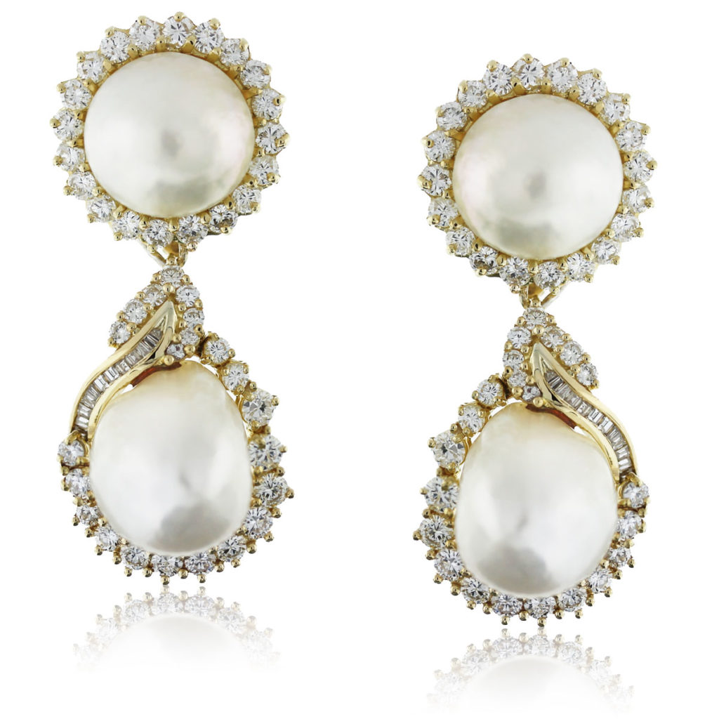 pearl jewelry diamond earrings