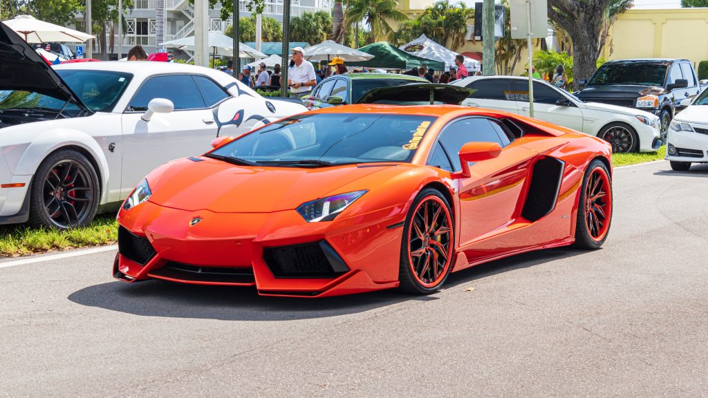 Diamonds and Donuts Orange Lamborghini Aventador SVJ