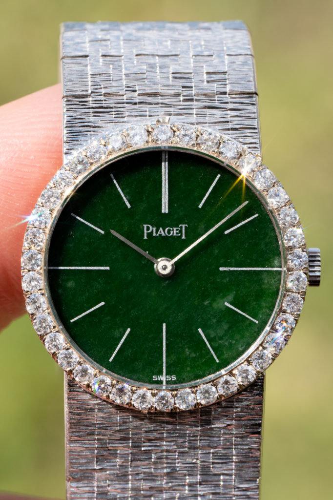 Piaget White Gold Jadeite Dial and Diamonds Ladies Wrist Watch