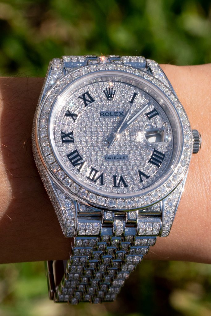 iced out rolex datejust for sale