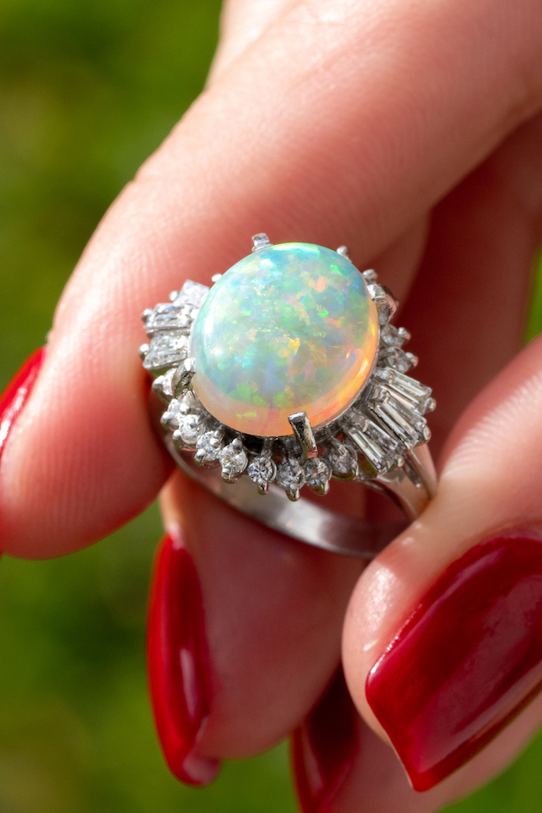white opal rings