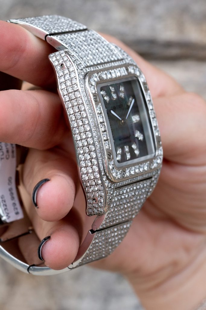 cartier santos 100 with diamonds