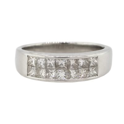 Platinum 1.00ctw Princess Cut Diamond Band Ring