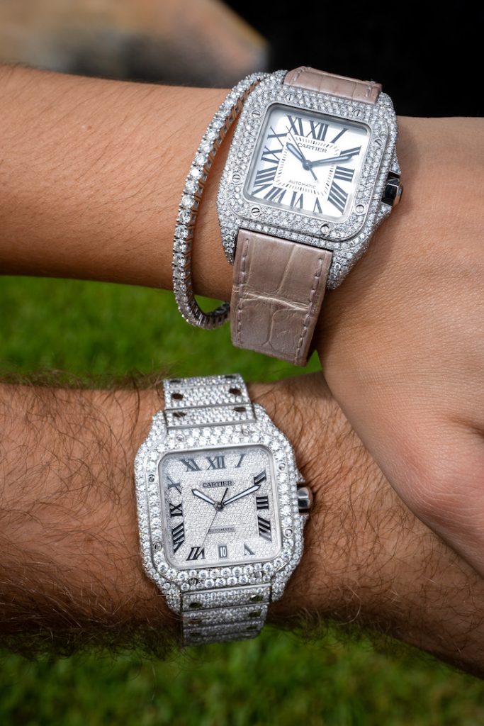 diamond his and hers cartier santos watches