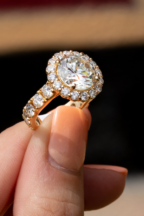 4 carat diamond yellow gold engagement ring 