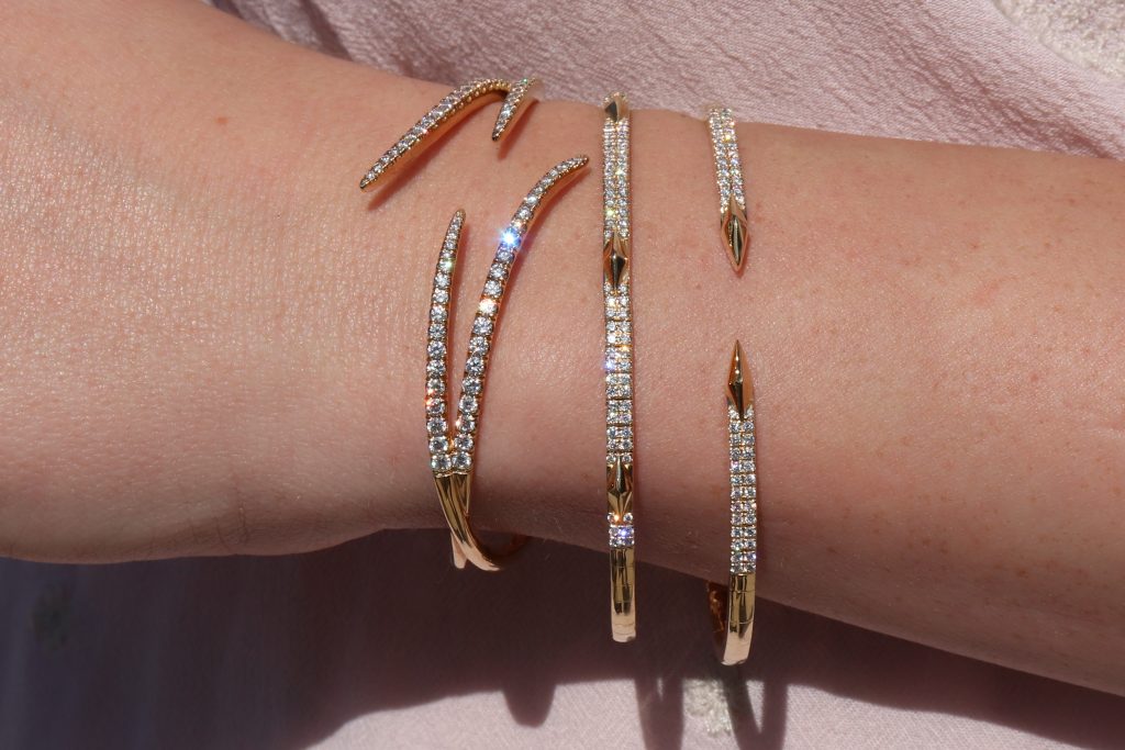 fine jewelry bracelet assortment featuring diamond bangles