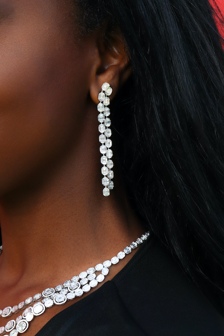 jacinta ducreay wearing diamond jewelry at diamonds by raymond lee