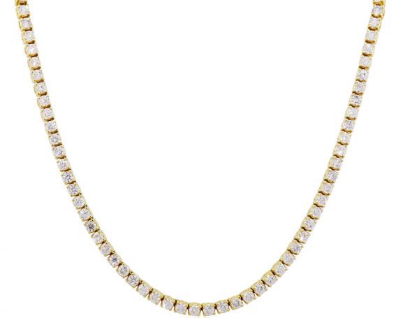 yellow gold diamond tennis necklace