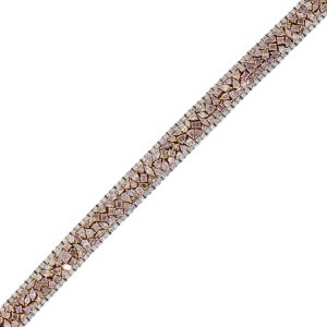 18k Two Tone Gold 17.51ctw Pink and White Multi Shape Diamond Custer Bracelet