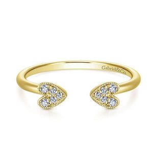 Gabriel & Co. LR51261W45JJ 14k Yellow Gold Diamond Stackable Heart Ring