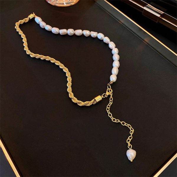 French Baroque Pearl Light Luxury Stainless Steel Necklace