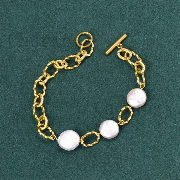 Stainless Steel Baroque Style 18K Gold Plated Bracelet