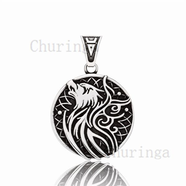 New Arrival Viking Triangle Symbol Stainless Steel Wolf Head Pendant
