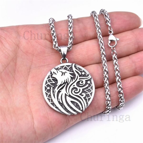 New Arrival Viking Triangle Symbol Stainless Steel Wolf Head Pendant