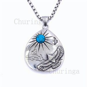 Vintage Indian Pine Eagle Stainless Steel Pendant