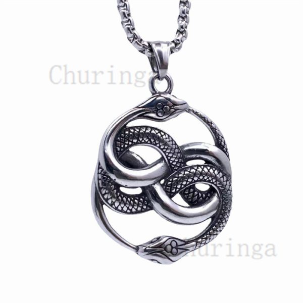 Double Wrap Snack Stainless Steel Snake Pendant