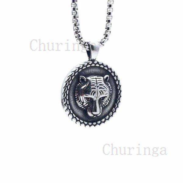 New Arrival Vintage Round Tiger Stainless Steel Pendant
