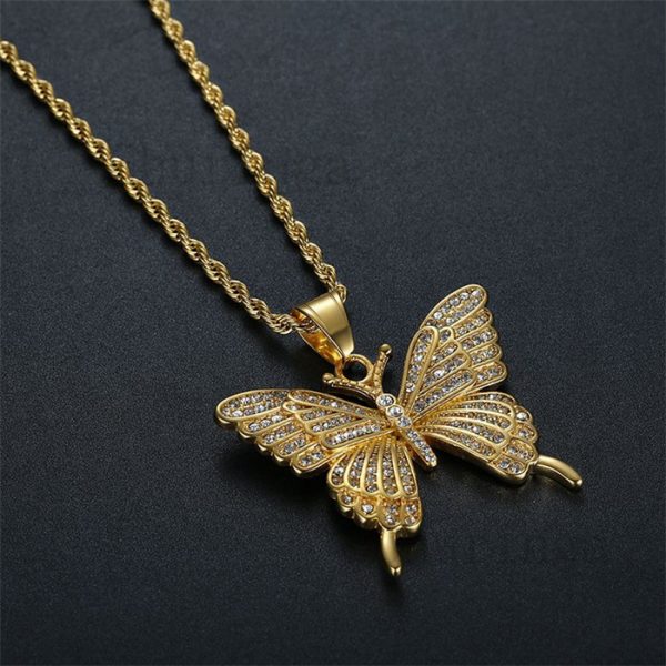 Occident Crystal-Encrusted Butterfly Stainless Steel Pendant