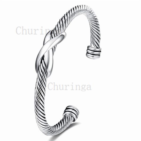 Cross Wound Stainless Steel Wire Bracelet