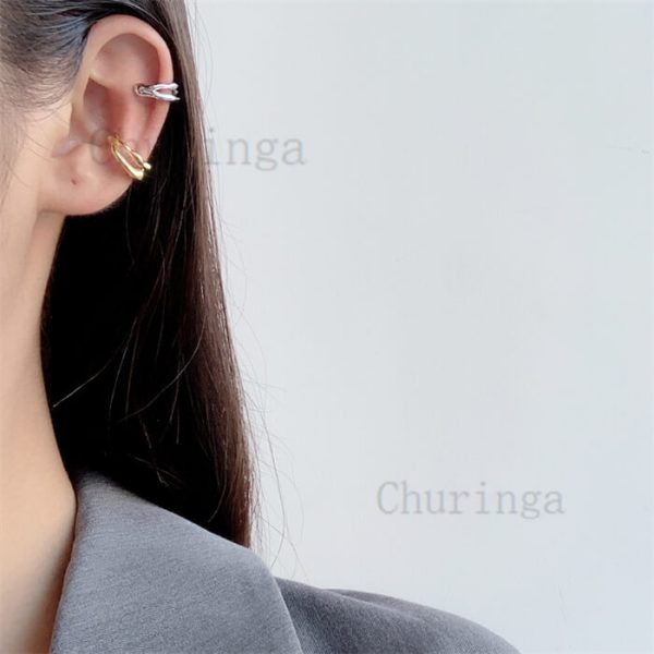 Stainless Steel Simple Irregular Double Hollow Ear Clip