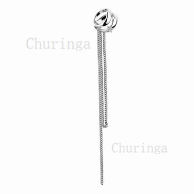 Stainless Steel Tassel Inlaid Zircon Double Hollow Ear Clamp