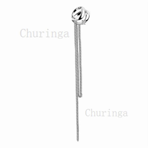 Stainless Steel Tassel Inlaid Zircon Double Hollow Ear Clamp