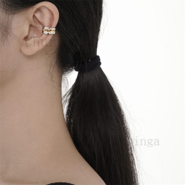 Personality Design Texture Two-color Plating Stainless Steel Ear Clip