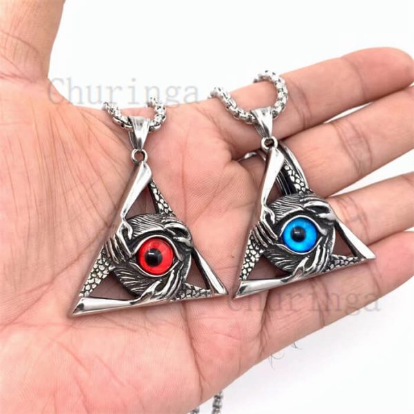 Retro Masonic All-view Triangle Devil's Eye Stainless Steel Pendant
