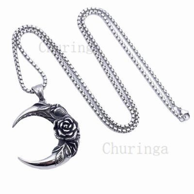 Fashionable Moon And Rose Stainless Steel Vintage Pendant