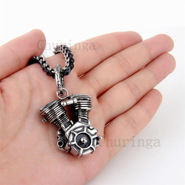 Stainless Steel Men's Fashion Motorcycle Engine Pendant
