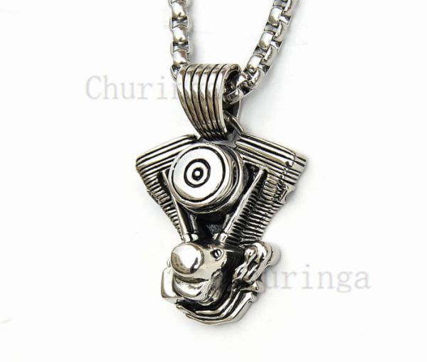Stainless Steel Motorcycle Engine Pendant For Men