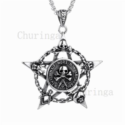 Pentagram Skull Stainless Steel Freemason Vintage Pendant
