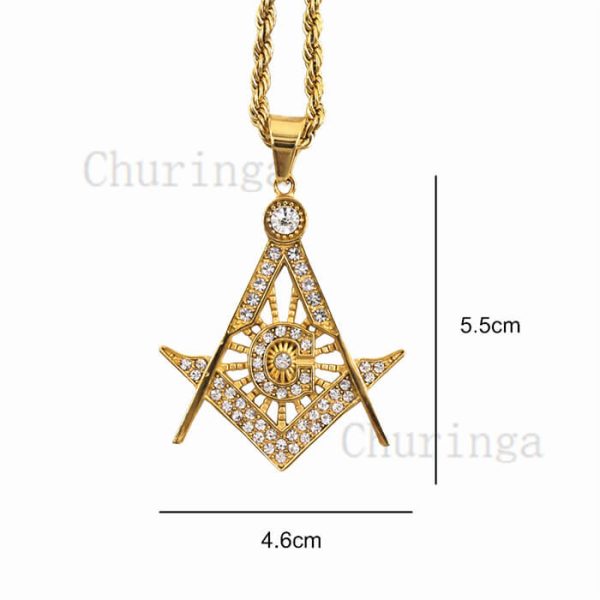 Masonic Letter G Gold Plated Crystal Stainless Steel Pendant