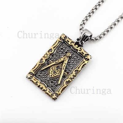 Vintage Style Masonic Gold Plated Stainless Steel Pendant
