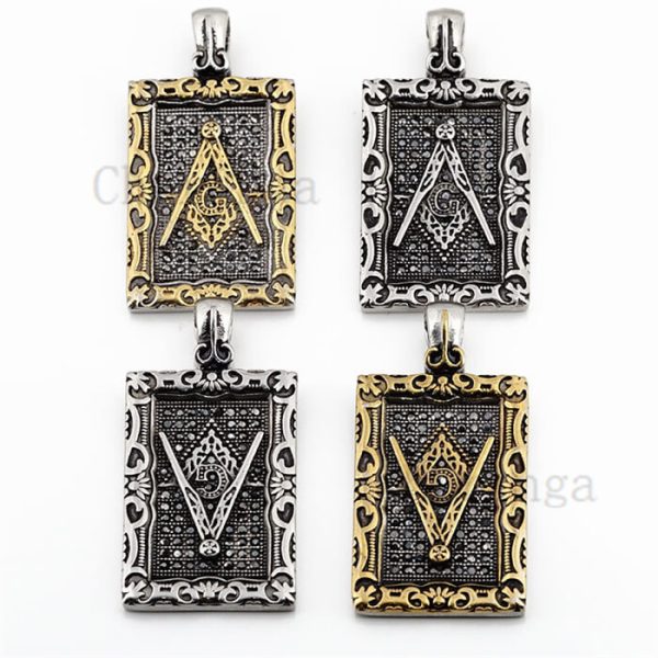 Vintage Style Masonic Gold Plated Stainless Steel Pendant