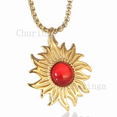 Sun Flower Gold Plated Stainless Steel Pendant