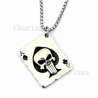 Stainless Steel Personality Skull Punisher Ace of Spades Pendant
