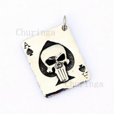 Stainless Steel Personality Skull Punisher Ace of Spades Pendant