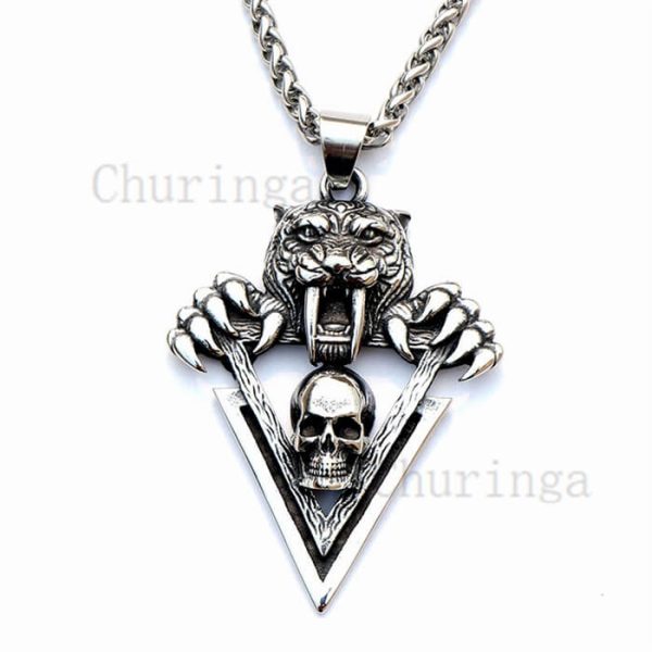 Occident Imperious Tiger Teeth Skull Stainless Steel Pendant