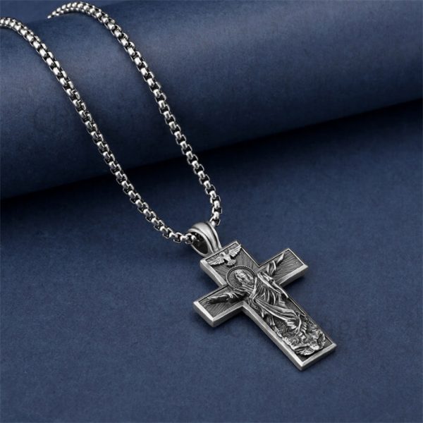 Crucifixion Jesus Character Stainless Steel Cross Pendant