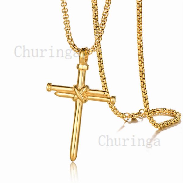 Big gold cross necklace