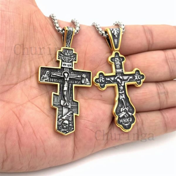 Jesus Cross Gold Plated Cross Stainless Steel Pendant