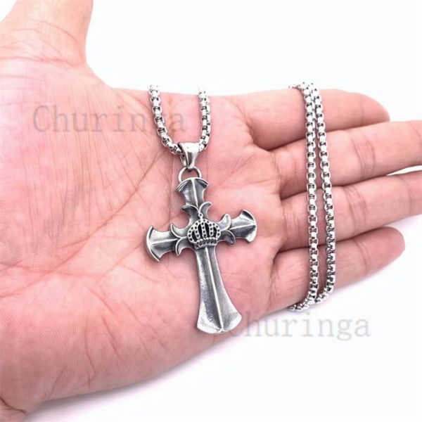 Personality Crown Cross Stainless Steel Pendant