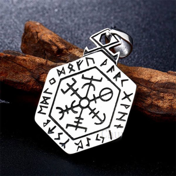Viking Vintage Alphabet Compass Stainless Steel Pendant