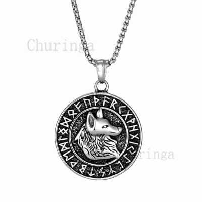 Nordic Style Stainless steel Pendant With Viking Wolf Head