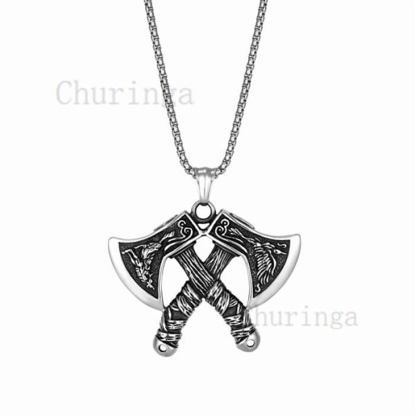 Nordic Style Viking Double Odin Axe Stainless Steel Pendant
