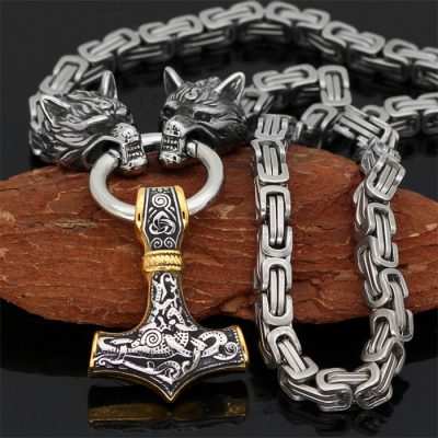 Viking Odin Thor's Hammer imperial Chain Stainless Steel Pendant